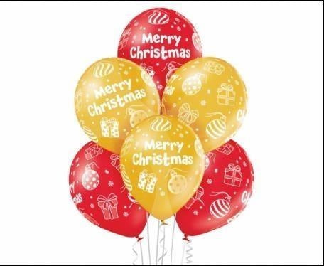 Belbal: Pall. Latt. 12-30 Cm *6 Merry Christmas Qn. Pallone Lattice 12 - 30 Cm Merry Christmas Oro & Rosso Assort. - Retail