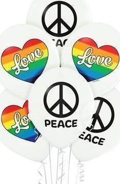 Belbal: Party: Pall. Latt. 12-30 Cm *6 Love And Peace Q. Pallone Lattice 12 - 30 Cm Love & Peace 2 Disegni Assortiti - Retail