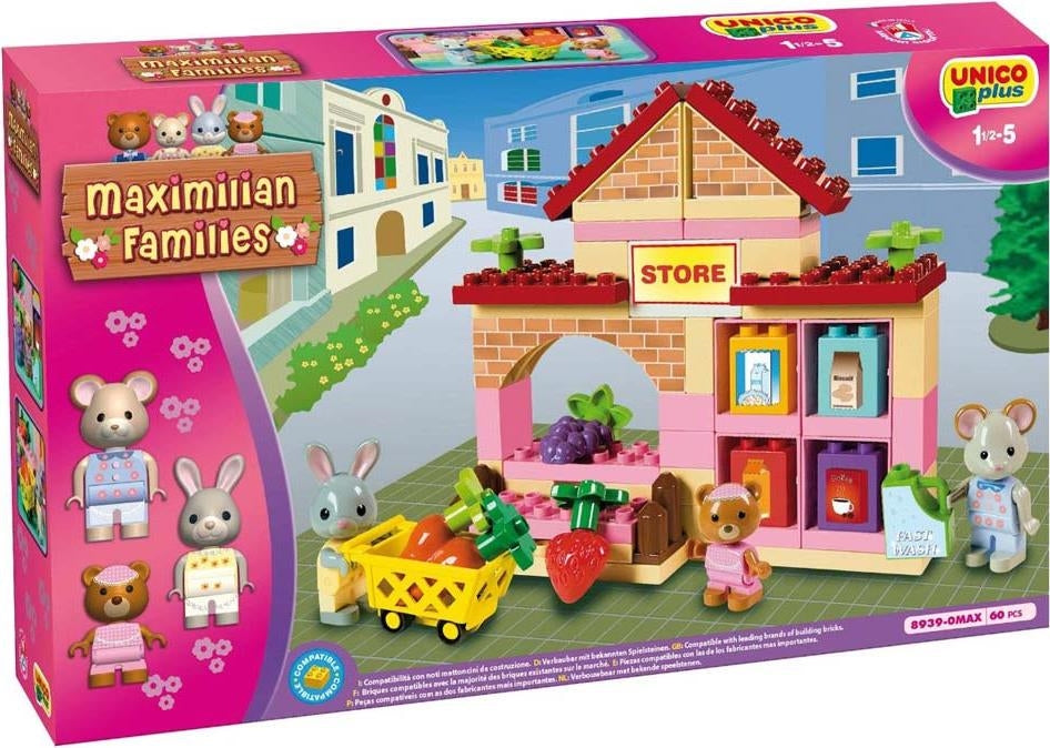 Androni: Unico Plus - Costruzioni 2-5 Anni - Maximilian Families - Mini Market 60 Pz (Made In Italy)