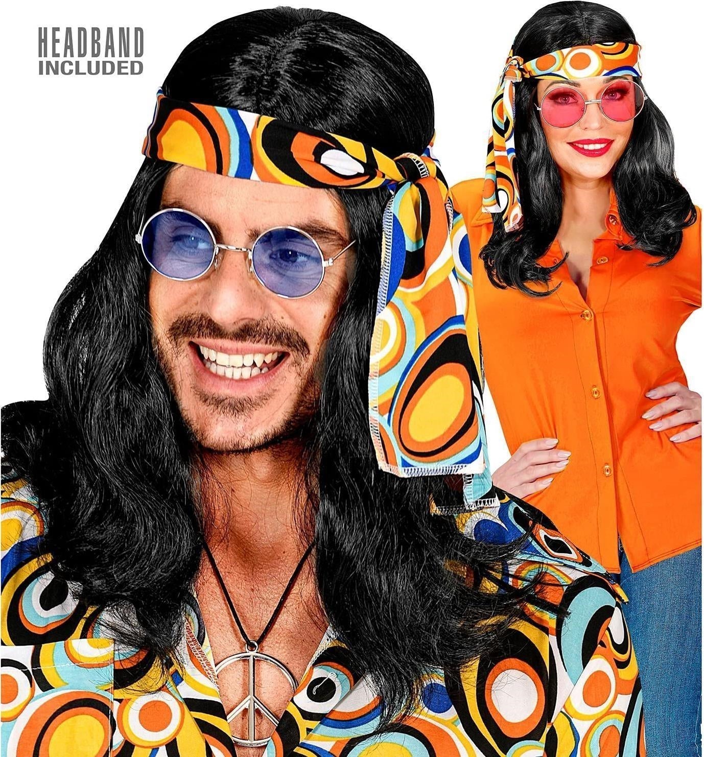 Widmann: Nera Parrucca Anni 70 Disco Fever Con Fascia In Scatola