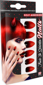 Widmann: Set Da 12 Unghie Stiletto Nere Sfumate Rosso Auto-Adesive