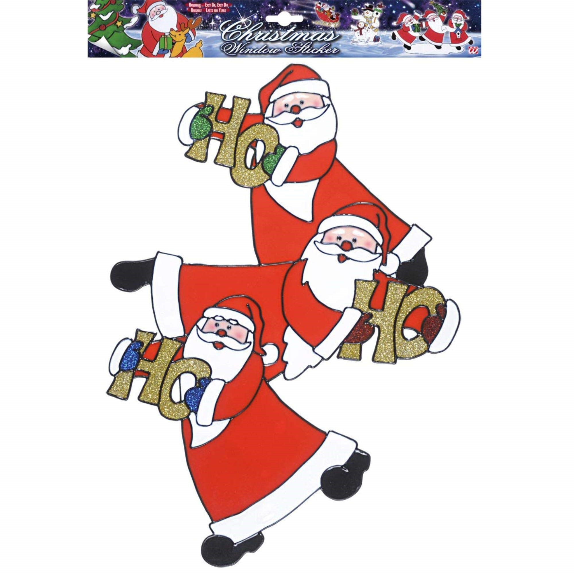 Widmann: Vetrofania Trio Babbi Natale Verticale 40 Cm