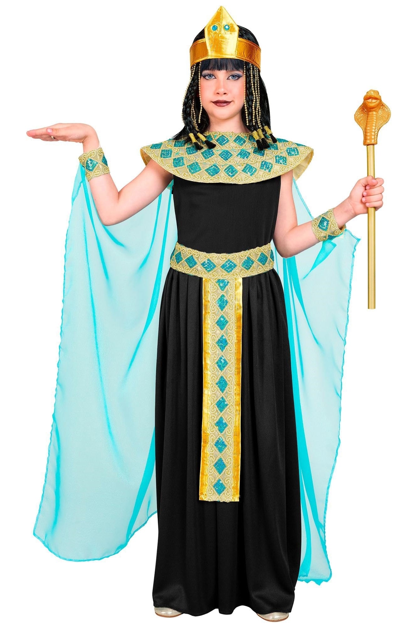 Widmann: Cleopatra (Vestito Con Cintura, Collare, Braccialetti, Copricapo, Mantello) (140 Cm / 8-10 Years)