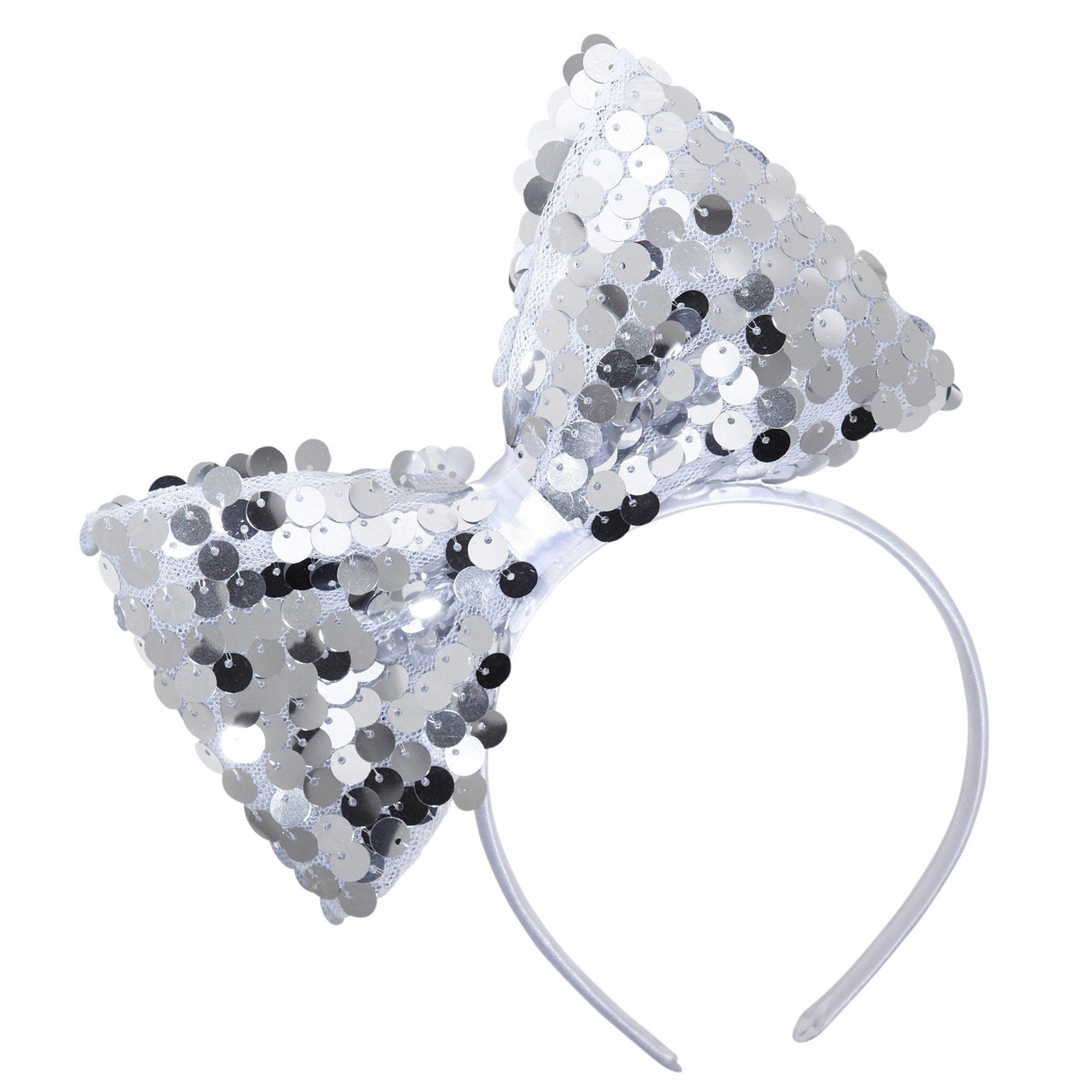 Widmann: Cerchietto Con Fiocco In Paillettes Argento