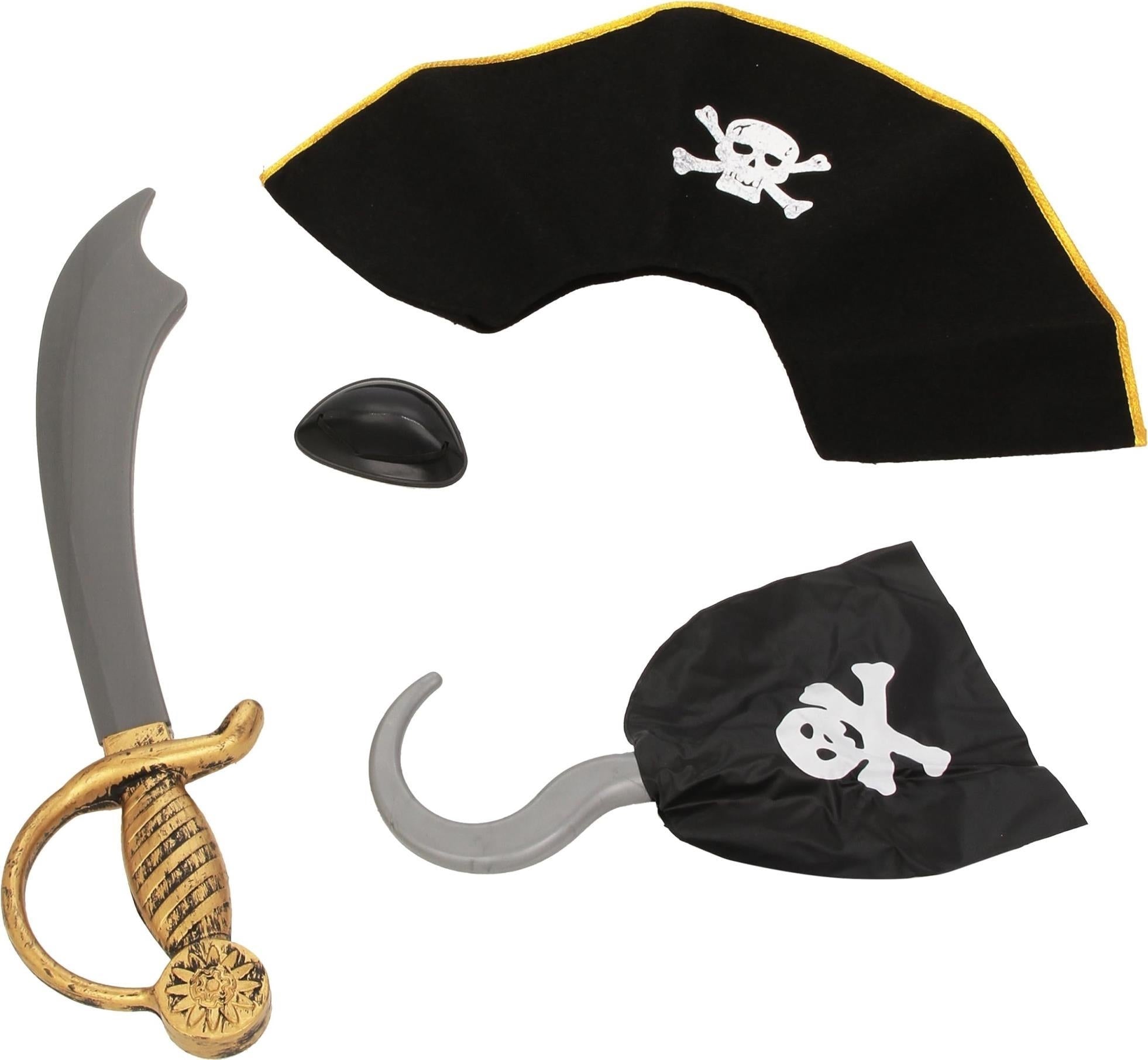 Widmann: Set Pirata (Cappello, Sciabola, Benda Per Occhio, Uncino)
