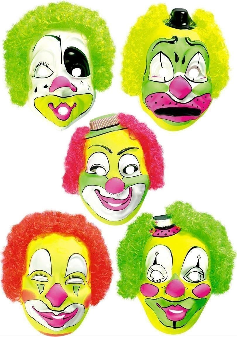Carnival Toys: 242 - Maschera Clown In Plastica Con Capelli Fluo (Assortimento)