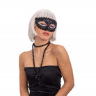 Carnival Toys: Maschera Nera In Plastica Con Pizzo E Strass Su Cartoncino