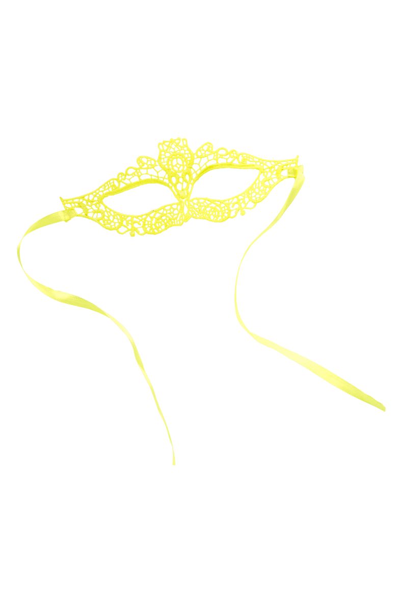 Carnival Toys: 1757: Maschera Giallo Fluo In Tessuto Macrame