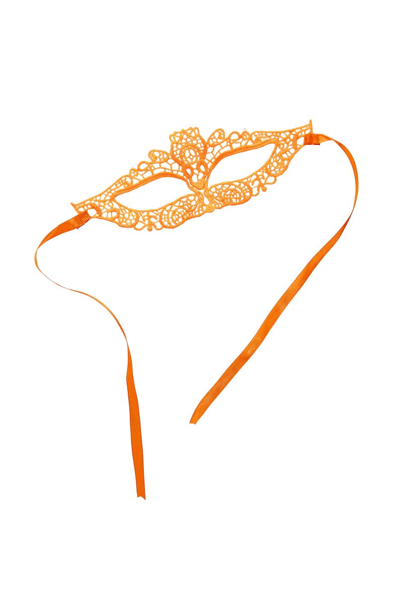 Carnival Toys: 1759: Maschera Arancione Fluo In Tessuto Macrame