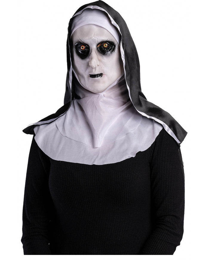 Maschera Suora Horror In Fingomma Con Cappuccio Con Cav.