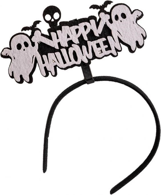 Carnival Toys: Cerchietto Happy Halloween Bianco In Feltro Su Cartoncino