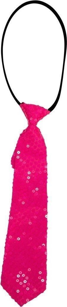 Carnival Toys: 3833: Cravatta In Raso E Paillettes Rosa Fluo C/Elastico