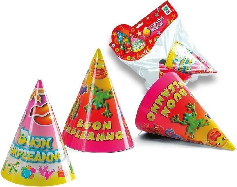 Carnival Toys: 4214: 6 Cappellini Buon Compleanno Col.Ass.