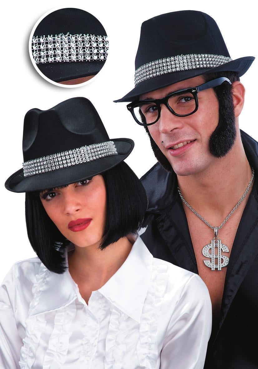 Carnival Toys: 5715: Cappello Gangster In Feltro Nero C/ Dec. Punk Rock