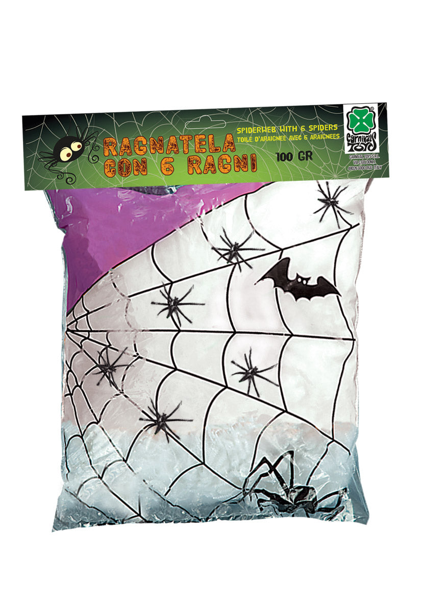 Carnival Toys: 6461: Ragnatela Bianca C/6 Ragni Gr.100 Ca.