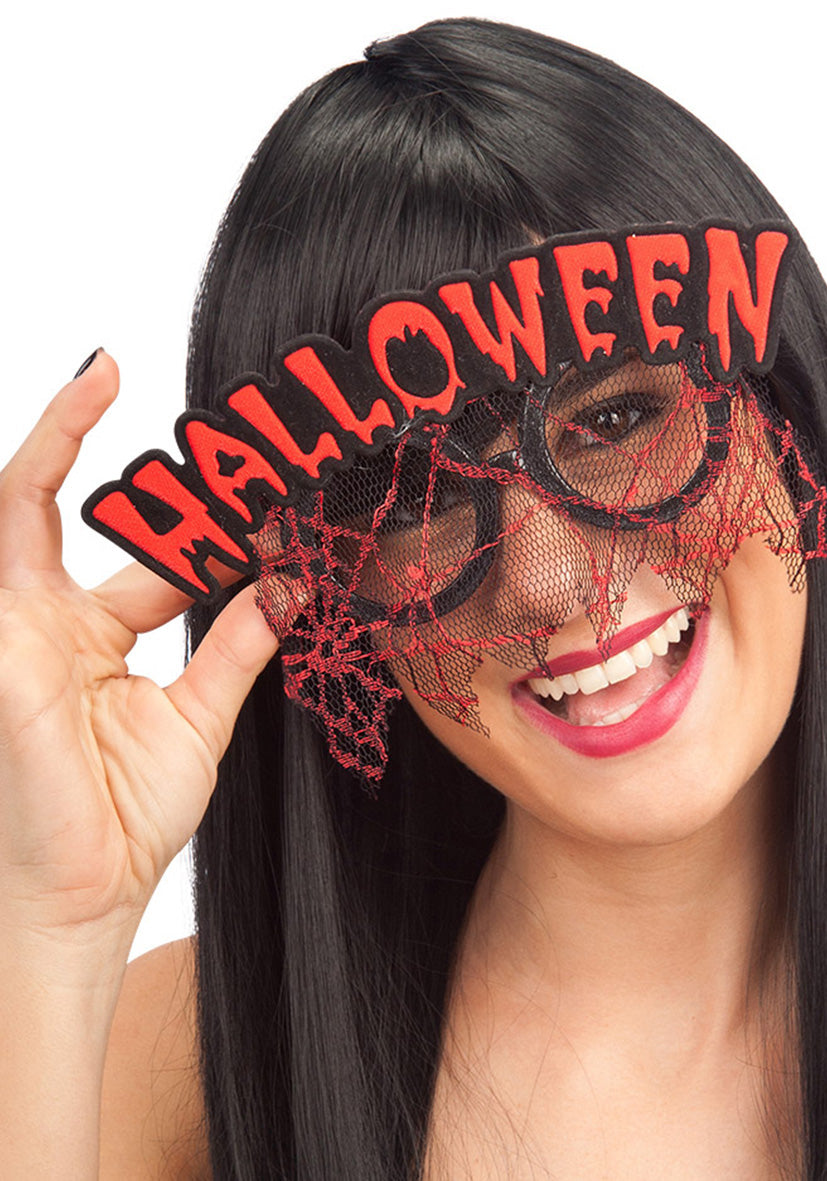 Carnival Toys: 6928: Occhiali C/ Scritta Halloween Rossa E Pizzo