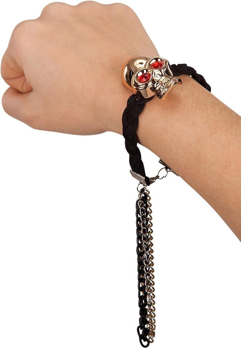 Carnival Toys: 8351: Bracciale In Tessuto C/ Teschio E Catene In Metallo