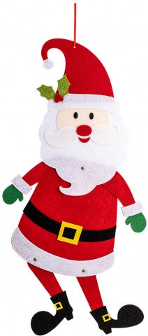 Carnival Toys: Decorazione Babbo Natale Snodabile In Feltro H.Cm.60 Ca. Con Cav.