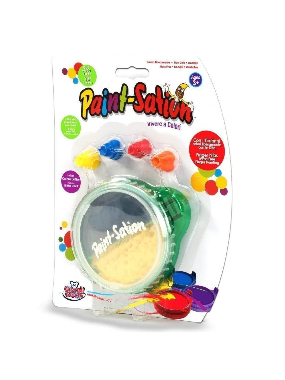 Grandi Giochi: Paint-Sation - Blister 1 Vaschetta Due Colori Con Timbrini Per Dita (Assortimento)