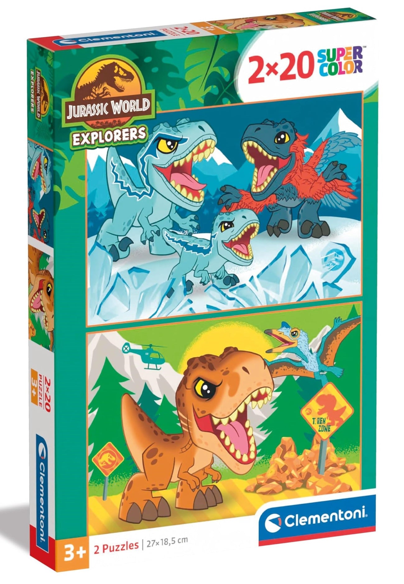 Clementoni Puzzle Bambini Jurassic World2x20 Pz Made In Italy