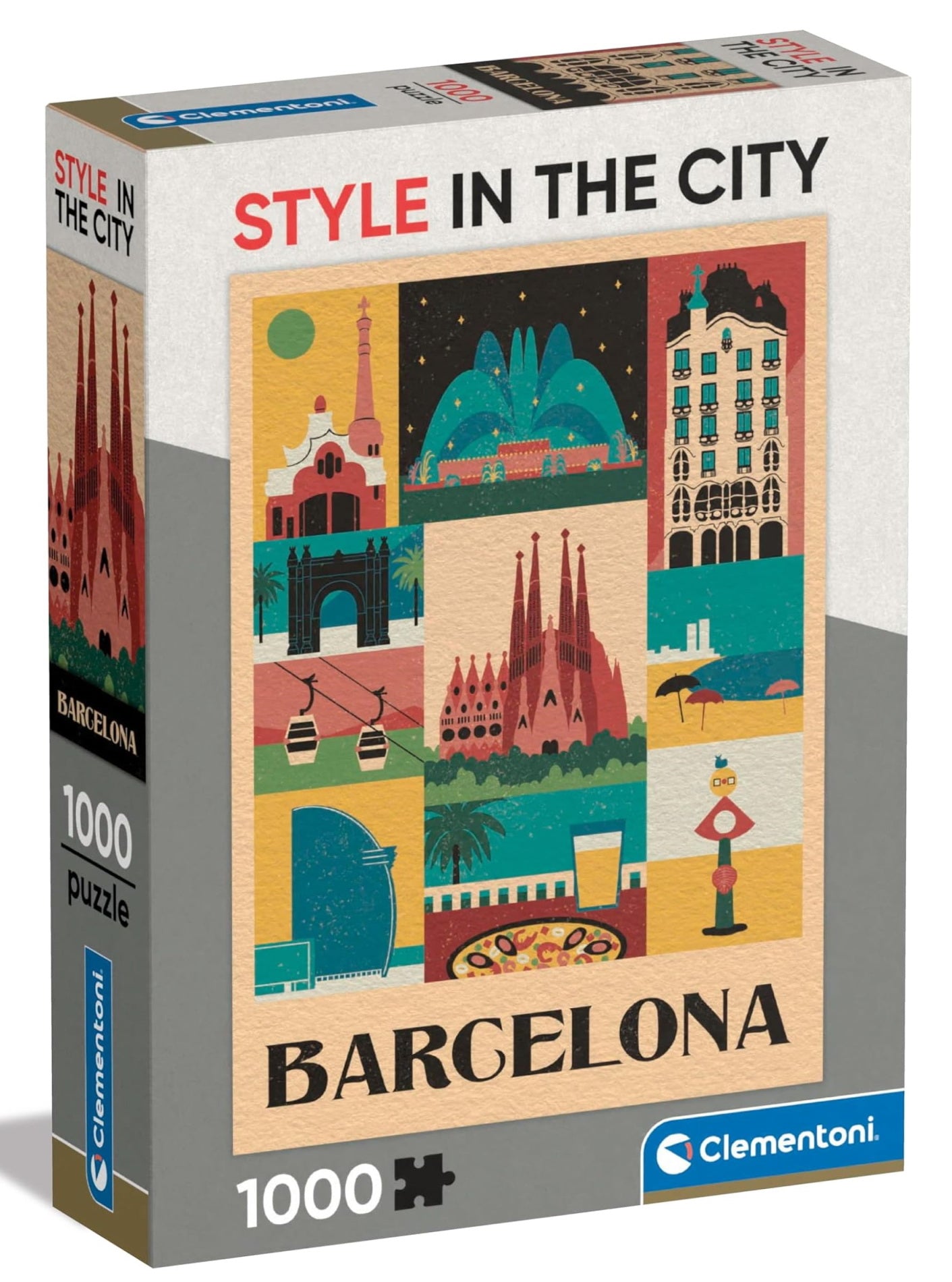 Clementoni Puzzle Adulti Style In The City 1000 Pz - Barcelona 1000 Compact Pz Made In Italy