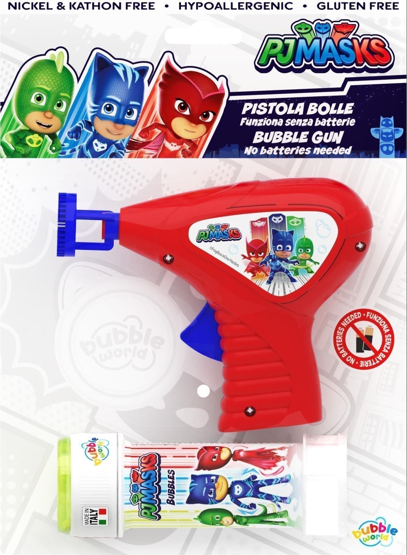 Dulcop Bolle Di Sapone - Pistola Bolle Meccanica Piccola - Superpigiamini - Pj Masks - Blister 1 Pz 60 Ml