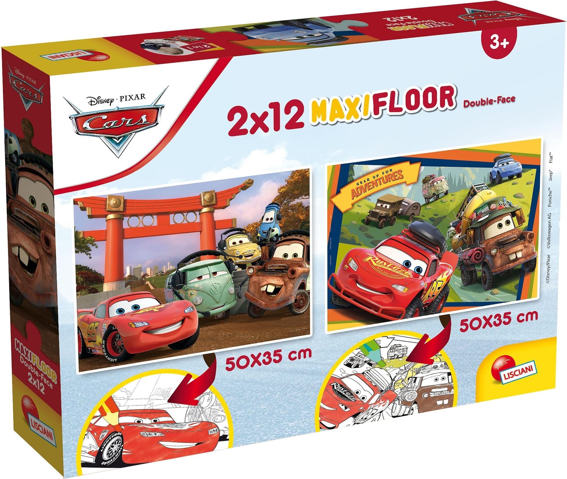 Disney: Lisciani - Cars - Puzzle Supermaxi 2 X 12