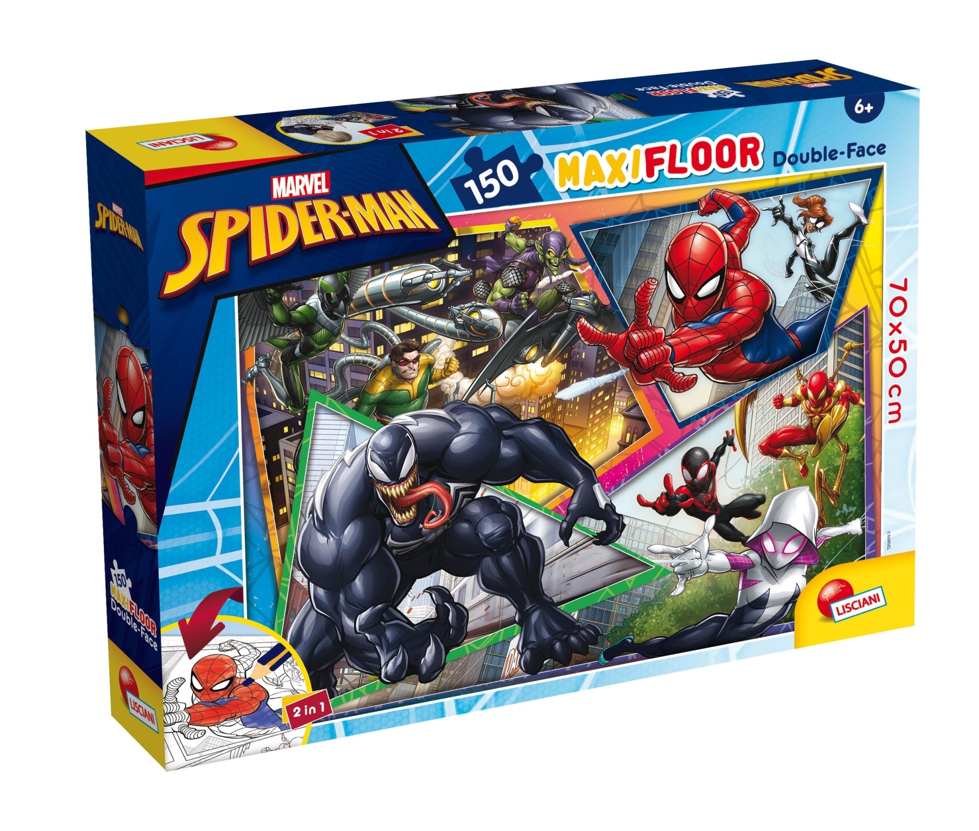 Marvel: Lisciani - Puzzle Double-Face Maxi Floor 150 Spider-Man