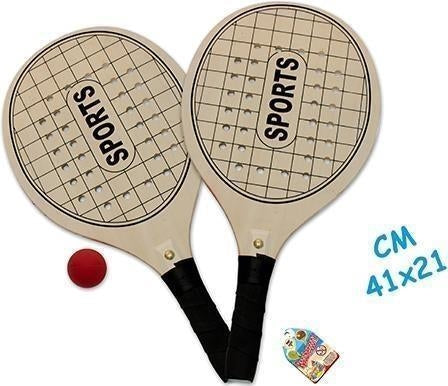 Teorema: Racchettoni Legno Forati 41x21 Cm Con Pallina 8 Mm