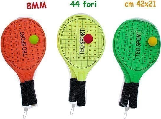 Teorema: Teo's - Racchettoni Legno Fluo 8 Mm 44 Fori (Assortimento)