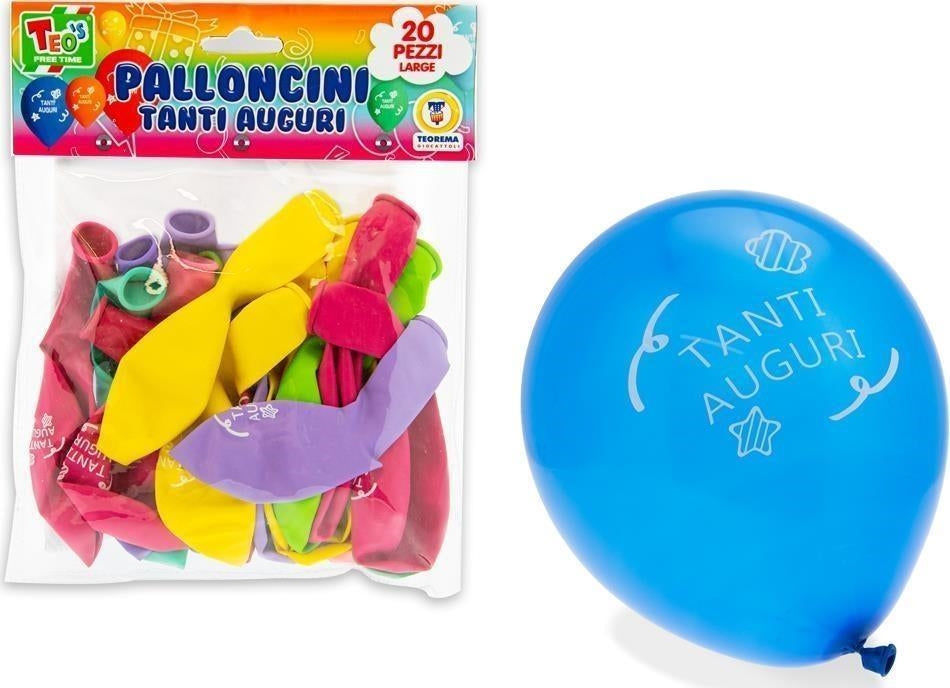 Teorema: Teos - Palloncini Colorati Tanti Auguri 30 Cm 20 Pz - Busta