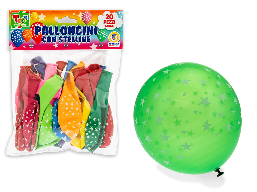 Teorema: Teo's - Palloncini Colorati Con Stelline 30 Cm 20 Pz - Busta