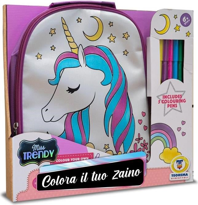 Teorema: Miss Signorina - Zaino Unicorno Con Pennarelli - Open Touch Box