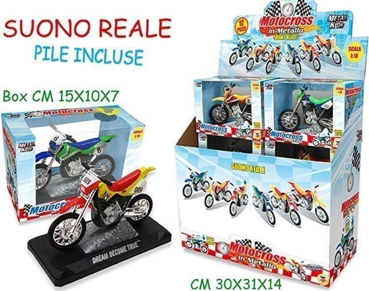 Teorema: Metal Kids - Moto Cross In Metallo C/Suono 12 Pz