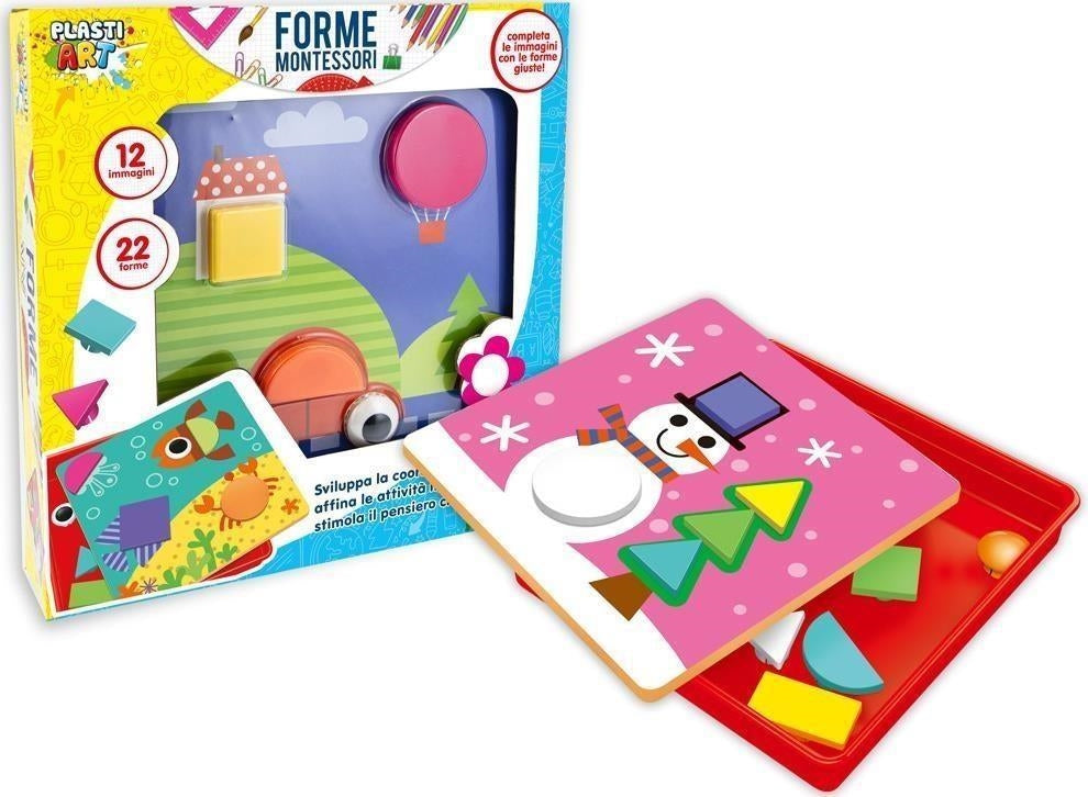 Teorema: Plastiart - Gioco Montessori Figure Geometriche 22 Pz 12 Schede - Window Box