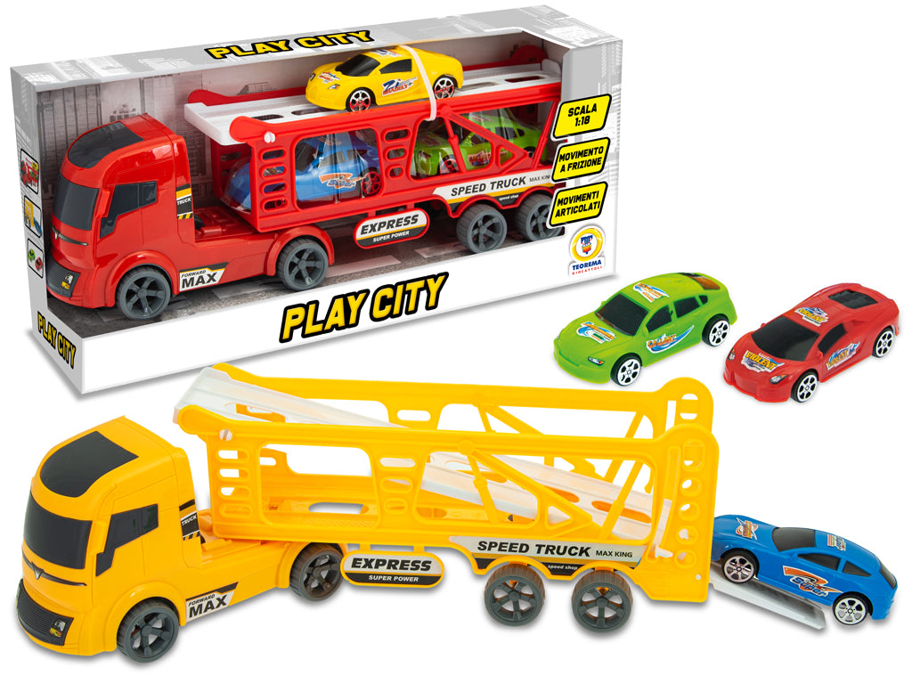 Teorema: Teo's - Camion Porta Auto A Frizione 2 Col. Ass - Open Touch Box