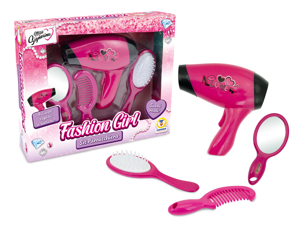 Teorema: Miss Signorina - Set Parrucchiera Con Accessori Phon A Batteria - Window Box