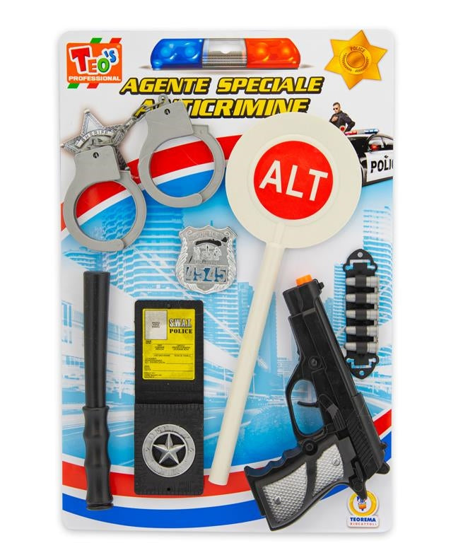 Teorema: Teo's - Set Agente Di Polizia Con Paletta Pistola - Blister