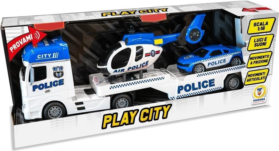 Teorema: Play City - Police Truck Con Aereo E Macchina Luci E Suoni - Open Touch Box