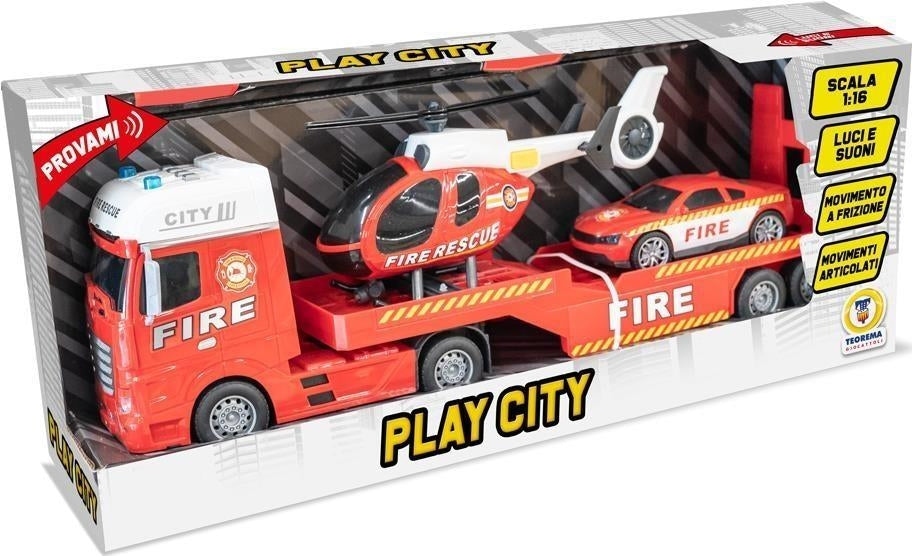 Teorema: Play City - Pompieri Truck Con Aereo E Macchina Luci E Suoni - Open Touch Box