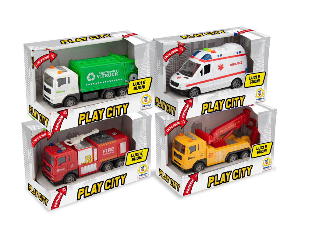Teorema: Play City - Mezzi In Azione A Frizione Luci E Suonscala 1:32 (Assortimento)