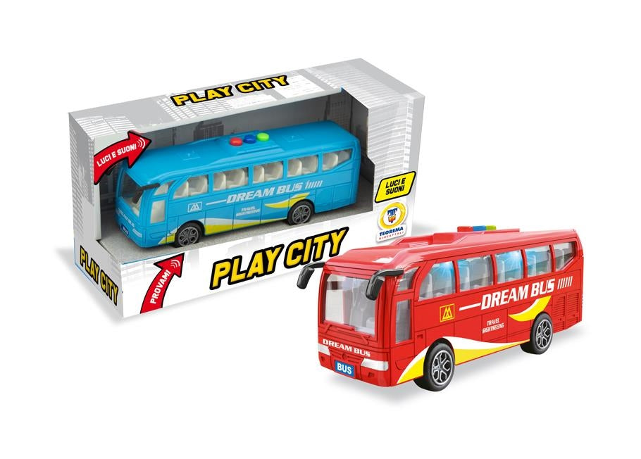 Teorema: Play City - Autobus A Frizione Luci E Suoni Scala 1:32 2 Col. Ass - Open Touch Box