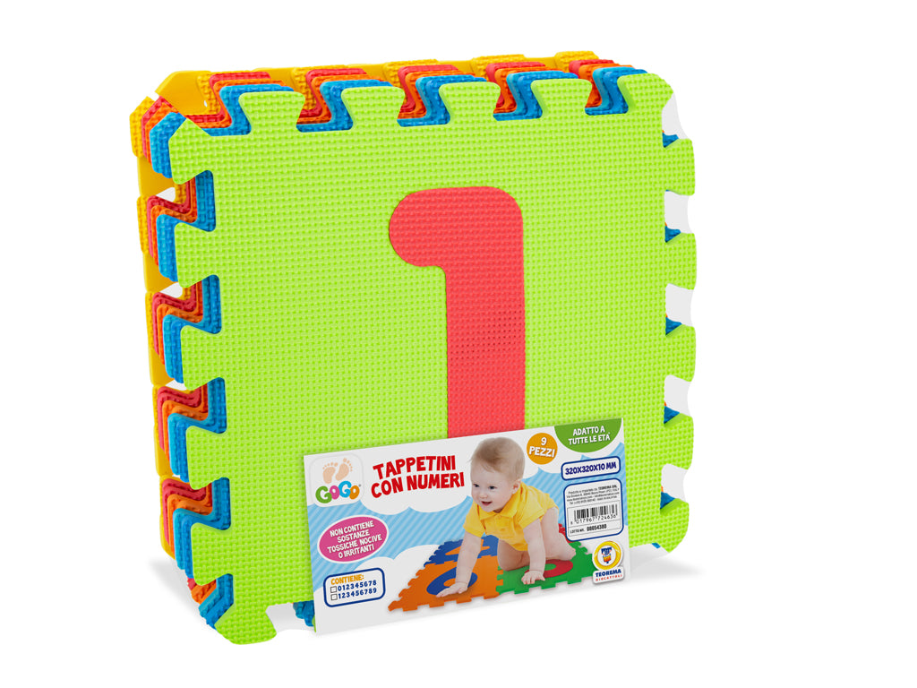 Teorema: Prima Infanzia Gogo - Tappetini Numeri 32X32 Cm 9 Pz Tappetini Puzzle Con Numeri, 9 Pezzi, Colori E Numeri Assortiti