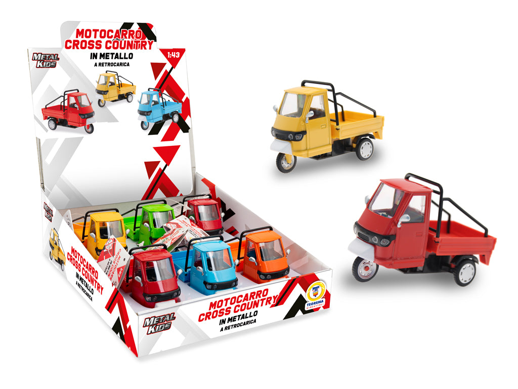 Teorema: Metal Kids - Motocarro In Metallo Retroc. 5 Col. L. Cm 10 Scala 1:43 - Display Box