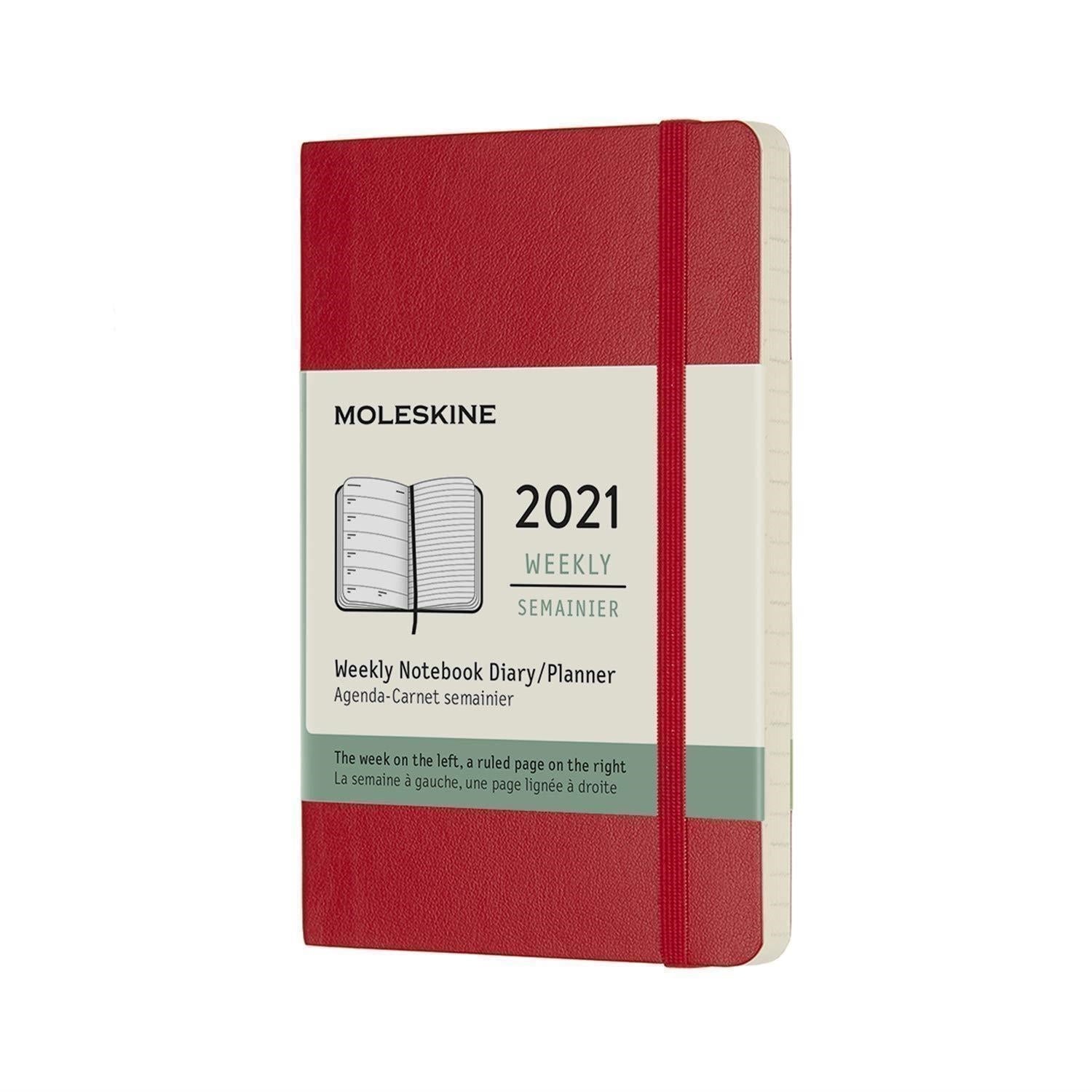 Moleskine: Agenda 12 Mesi Settimanale Pk Copertina Morbida Rosso 2021