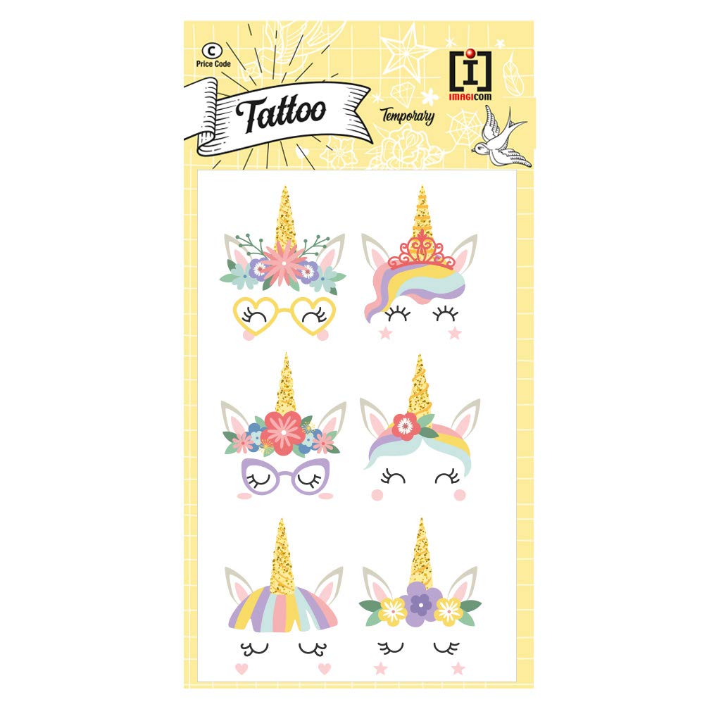 Imagicom: Pastel Rainbow: Tattoo Unicorn In Glitter
