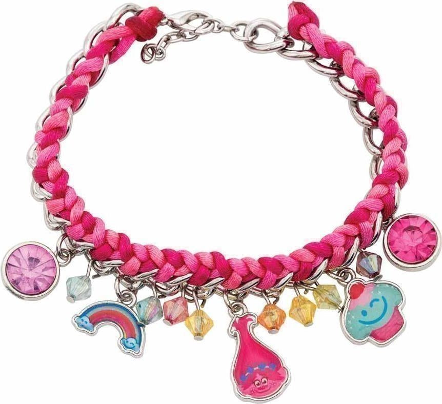 Trolls: Joy Toy - Bracciale In Metallo E Corda Con Ciondoli