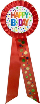 Folat: Button Happy Bday Rainbow Dots. Coccarda Happy Birthday Pois Arcobaleno