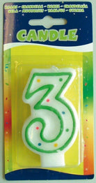 Folat: Candle Whitedot 3. Candela Nr. 3 Pois 4 Colori Assortiti
