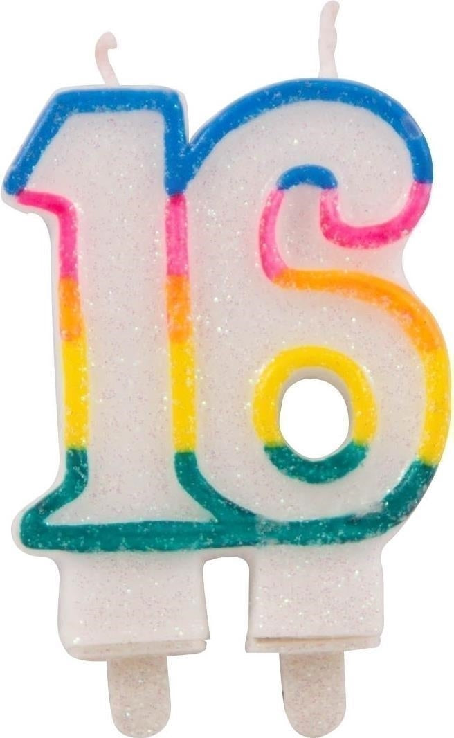 Folat: Glitter Candle 16. Candela Glitterata Nr. 16 7 Cm